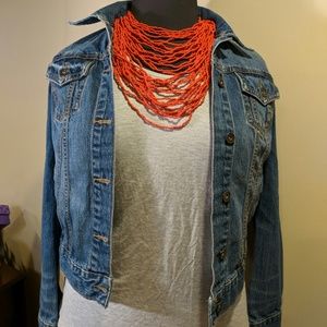 Red tiered beaded necklace